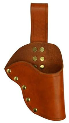 FHUILIJH Steampunk Ritter ohne Gürtel Leder Pistole Holster - Mittelalterliche Piraten Stein Burg Holster - Wikinger Retro Niet Single Pistol Halter Tasche - für Cosplay,Braun,10cm