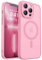 CANSHN Magnetic Compatible with iPhone 13 Pro Max Case(6.7 Inch), Upgraded [Full Camera Protection] [Compatible with Magsafe] [Translucent Matte] Shockproof Protective Phone Case Cover - Pink