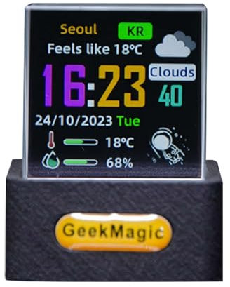 LLSUZY GeekMagic Wired Mini 3D Hologramm Cube Display Mini Transparent WiFi Wetteruhr Fotoalbum Show Echtzeit Wetter Zeitanzeige Kreatives Geschenk Desktop Display Cool Gadget