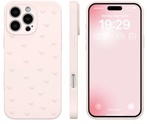 ZCDAYE Case for iPhone 16 Pro Max Silicone Phone Case, Cute Bow Print Solid Women Shell, Durable Protective Case Soft Skin Friendly Phone Cover for iPhone 16 Pro Max (6.9 inch),Pink