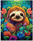 Qiukoo Malen Nach Zahlen Faultier - malen nach zahlen Tiere - Diy Set Erwachsene und Kinder Gemälde mit 4 Pinsel Leinwand Acrylfarbe 40 x 30 CM