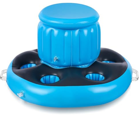 WILLBOND Enfriador flotante inflable para piscinas con 6 portavasos integrados, enfriadores flotantes inflables de PVC para lago, soporte de bebidas, flotadores de bebidas para piscina, fiesta, playa,