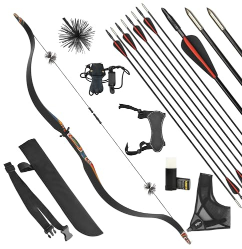 surwolf 10-15lb Bogenschießen recurvebogen Langbogen Bogenschießen traditioneller Bogen Jagdbogen Bogenschießen Bogen und Pfeil Set RH/LH für Outdoor Schießen