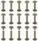sourcing map Lot de 30 vis Chicago en laiton, 20 x 10 mm à tête plate pour liaison et sangle de ceinture en cuir Bronze