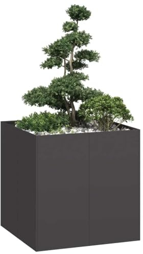 Myheimly Pflanzkübel, Pflanzschale, Garten-Garten-Pflanzkübel, Outdoor-Pflanzgefäß, Hochbeet, Pflanzgefäß Schwarz 80x80x80 cm Stahl