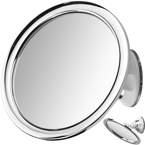 SHUNNBUY Shaving Mirror 360° Swivel Fogless Shower Mirror Anti-Fog Bathroom Mirror Cosmetic Mirror Make-Up Mirror with Powerful Suction Cup for Shower