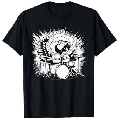 Drumming Parrot Drummer Drums Music Rock Band T-Shirt