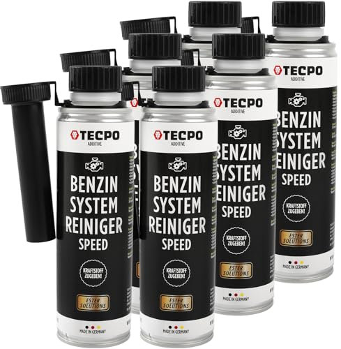 TECPO 6x Benzin-System-Reiniger, 300ml Benzinreiniger Ester Benzin Reiniger Additiv Motor Kraftstoff Motorreiniger Kraftstoffsystemreiniger