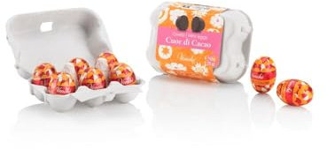Venchi - Confezione Portaovetti con 6 Ovetti di Cioccolato, Gusto Extra Fondente 75%, Senza Glutine, Vegano, 65 gr, Collezione Pasqua, Idea Regalo
