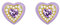 Orecchini donna cuore a bottone piccoli in argento 925 placcati oro giallo 18K con pietre cubic zirconia e smalto viola