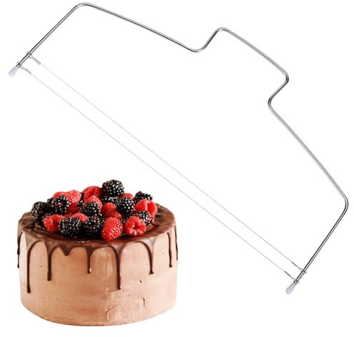 JJQHYC Tortenschneider 32cm Edelstahl Tortenbodenschneider mit Höhenverstellbarem Kuchenschneider Tortenteiler Tortensäge