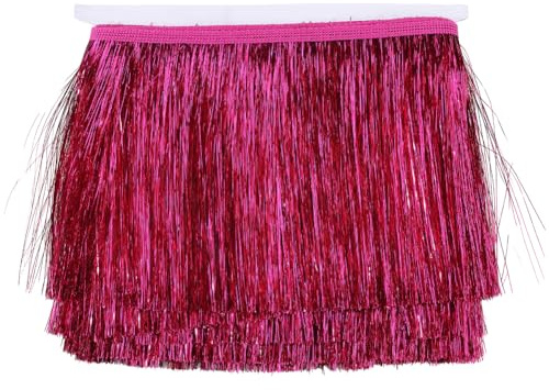 CABODYALS 5M Rose Vif Gland Métallique Dentelle Frange Rubans Garniture Chaînette Brillant Polyester Décoratif guirlandes Ruban Garniture pour Couture Fabrication Costume Tissu Décoration Accessoire B