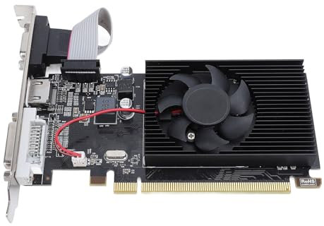 VBESTLIFE Scheda Grafica R5 230 2 GB, GDDR3 GPU PCIE GPU a 64 Bit 1.1 X16 Scheda Video da Gioco, Scheda Grafica per Computer Desktop con Porte VGA HDMI DVI-D