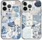 Phoona 2 Pack Cute Case for iPhone 13 Pro 6.1, European Collage Preppy Summer Girly Design Pattern for Girls Women, Slim Soft Silicone Shockproof Bumper Protector Cover, Blue 04