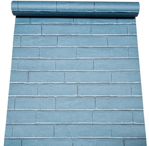 SOPHIE LAURENCE Blue Brick Effect Wallpaper 3D Textured Pattern Feature Wall Living, Smooth Finish Vinyl Wall Panels for Lounge, Bedroom, Study Washable, Strippable, Non-Pasted (Full Roll)