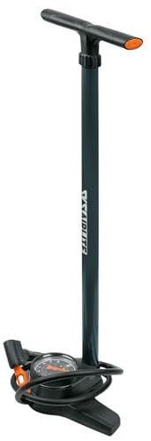 SKS GERMANY AIRLITE Standpumpe mit großem Präzisionsmanometer (Fahrradzubehör, ergonomischer Griff, Hochdruckschlauch, stabiles Stahlrohr, Multi Valve-Kopf MV Easy für SV/DV/AV Ventile, max. 10 bar)