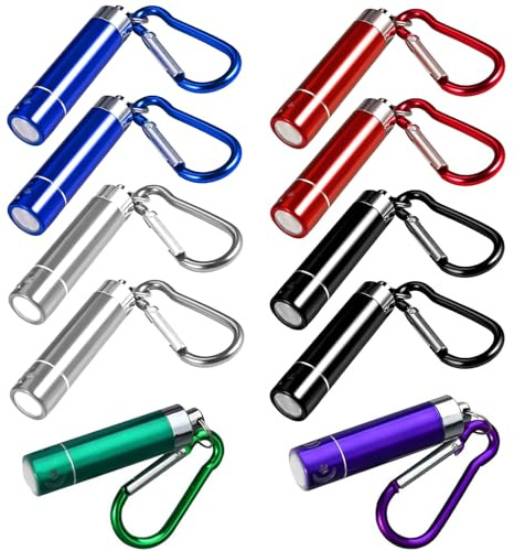 Doukesh Mini Linterna LED Llavero Set - Linterna Pequeña Portátil de Aluminio para Niños - Juguetes para Camping, Senderismo, Pesca y Emergencias (10)