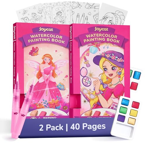 JoyCat 2 Pack Pocket Paint with Water Coloring Books for Kids | Kids Travel Toys, Road Trip Airplane Activity Painting Set, No Mess Art & Craft, Birthday Gifts for Girls & Boys Ages 3-8