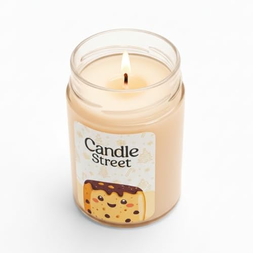Candle Street Panettone Duftkerze 185 g | Vanille, Orange und Kekse | Kollektion Süße Weihnachten | Kerze im Premium-Glas, 40 Stunden Brenndauer, elegante Geschenkidee zu Weihnachten