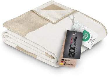 Ibena 2026 Exklusive Jubiläumsdecke 150x200 cm - Baumwollmischdecke weich, warm & waschbar - Made in Germany, Kuscheldecke beige