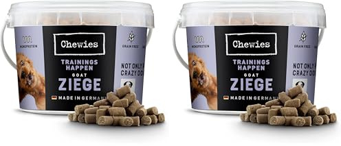 Chewies Trainingshappen Ziege - Monoprotein Snack für Hunde - 300 g - getreidefrei & zuckerfrei - Softe Leckerlies fürs Hundetraining - hypoallergen (Packung mit 2)
