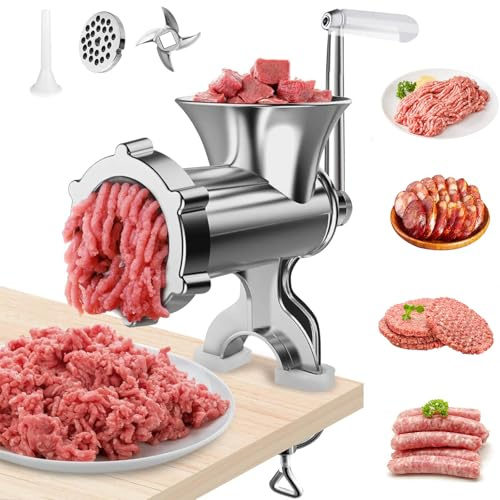 Tritacarne manuale, in acciaio inox, per uso domestico, taglio veloce e facile da pulire, tritacarne e riempire salsicce, uso diffuso per manzo, biscotti, verdure, pepe