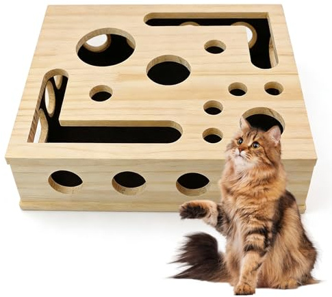 Dengthrive 2-in-1 Claw Craft Katzen Cat Nail File Box mit Schleifpapier | Kratzpuzzle Katzen Kratzkiste für Katzen Interaktives Katzenspielzeug Kratzpuzzle zur Krallenpflege Indoor Katzen 30X25X8CM