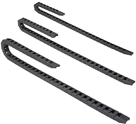 1M, Energiekette Schleppkette 5x5mm R10 offen - Kabelführung inkl. 2 x Anschlusselemente (Mitnehmer und Festpunkt)