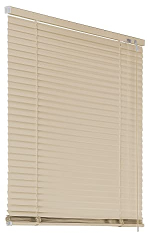 Deco4Me Alu Jalousie mit Bohren für Wand- & Deckenmontage (Beige, 50 x 175 cm) - Fenster Rollo mit Aluminium-Lamellen 25 mm breit - Venetian Blinds, Jalousetten, Lamellenjalousie, Lamellenrollo