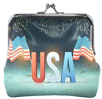 LIANCHENYI USA Indépendance Day avec feux d'artifice Mini porte-monnaie pour femmes filles