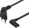 Cavo di alimentazione EU Euro 2 PIN Spina ad angolo retto, Ancable 90 gradi IEC C7 Figura 8 Cavo per Samsung Philips Toshiba LG Sony Sharp TV a LED Flat TV Sky box, Sky Plus + HD Box 0,75M Nero