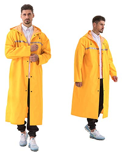 Pahajim Impermeabile Donna Uomo Giacca Antipioggia Lunga, Leggera Mantello Riutilizzabile Ripstop Con Cappuccio Regolabile