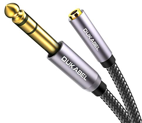 DuKabel Cavo da 6,35 mm a 3,5 mm, adattatore jack da 1/4 maschio a jack da 1/8 pollici stereo adattatore per cuffie, per chitarra, pianoforte, amplificatore e impianto HiFi – Top Series 5m