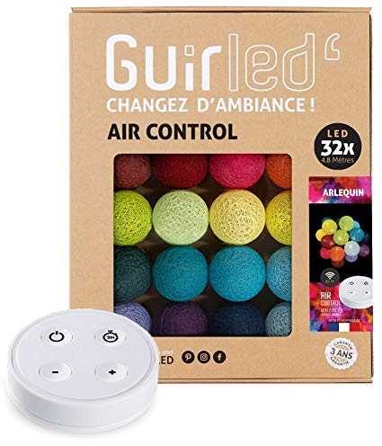 GuirLED - LED Baumwollkugeln Lichterkette USB - Drahtlose Fernbedienung - Baby Nachtlicht 2h - Dual USB 2A Netzteil enthalten - 4 Intensitäten – 32 Kugeln 3.2m - Arlequin