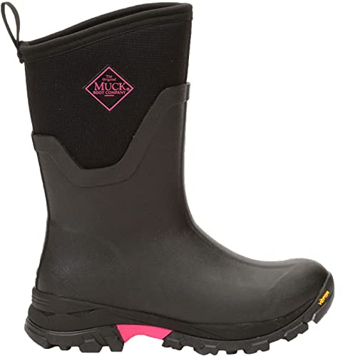Muck Boots Women's Arctic Ice Mid Thermal Waterproof Wellington, Black Hot Pink, 3