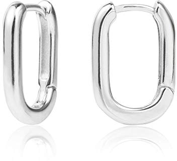 ALEXCRAFT Eckig Ohrringe Creolen Silber 925 Klein Hypoallergen Ovale U-förmige Huggie Ohrringe für Damen