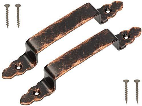 KOTARBAU® 2er Set Geschmiedeter Türgriff 200mm Schwarz + Altkupfer Antik Stahltürgriff für Türen Tore Pforten