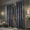 always4u Gardinen mit Muster Silber Blickdicht 100%, Samt Vorhang Wohnzimmer, Vorhang Verdunkelung Kurz mit ösen, Stoff Glänzend Eleganter, Dunkelgrau 2er Set 245x140cm