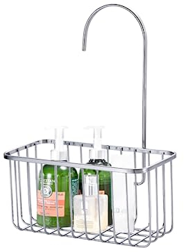 Blue Canyon Hanging Shower Caddy Single Basket, No Drill Stainless Steel Bathroom Shelf, Non-Rusting Storage Shelves, Shower Accessory for Bathroom Organisation Shelf, Shower Basket Organizer (Silver)