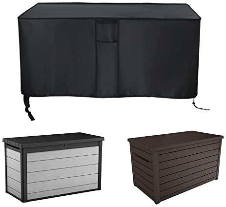 Fenghome Outdoor Waterproof Black Storage Box Cover for Keter XXL 230 Gallon Plastic Deck Storage Container Box, 58 x 33 x 34.5 Inch
