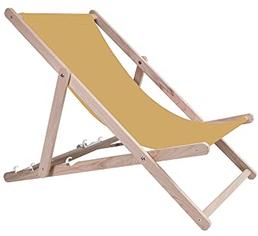 Revolio Liegestuhl Holz Buchenholz Klappbar für Selbstmontage Sonnenstuhl Strandstuhl Gartenliege für Garten Schwimmbad Camping Strand Bars Cafés Hotels bis 130 kg Verstellbar 4 Positionen