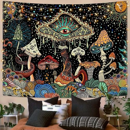 Yeoiat Pilz-Wandteppich, Hippie-Wandteppich für Schlafzimmer, niedlicher Wandteppich, ästhetischer Wandteppich, zum Aufhängen für Schlafzimmer, Schlafsaal, Wohnzimmer (Pilz, 111,8 x 152,4 cm)