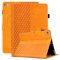 Vkooer Coque pour iPad 9.7 Pouce 2018/2017 (iPad 6ème/5ème Génération) Housse iPad Air 2, iPad Air Cuir PU Etui de Protection Flip Cover Case Treillis avec Multi-Angle Support et Poche, Orange