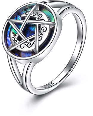 CUPENDA Pentagramm Ring Sterling Silber Pentagramm Wicca Ringe Heide Schmuck Geschenke für Frauen Mädchen-63
