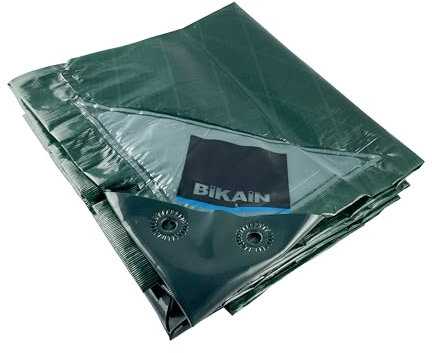 Bikain - Lona Impermeable Exterior - 3x5 Metros - 120g/m2 Reforzada - Argollas Antidesgarro - Toldo 100% Impermeable y 100% Protección UV - Cubretodo Múltiples Usos - 3 Capas Laminado Cruzado