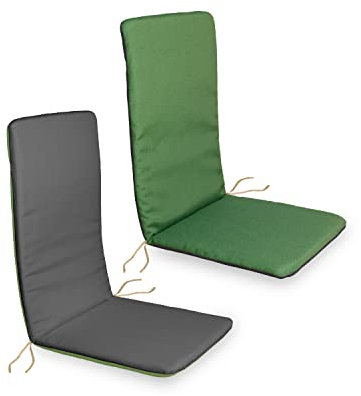 duehome | Cojín de Sillón Reversible, Cojín Exterior, Cojín Desenfundable, Cojín Outdoor, Acabado en Verde/Gris, Medidas: 47 cm (Ancho) x 48+68 cm (Largo) x 3 cm (Alto)