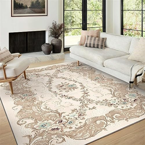 WENYAPJYC Salon Vintage Ethnique Boho Rectangle Tapis Persan Beige Jaune Rose Bleu Hall d'entrée Chambre Cuisine Antidérapant Lavable (Couleur 1, 40x60 cm)