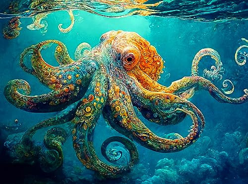 Deep Blue Octopus Odyssey - A 1000-Piece Jigsaw Puzzle by Cross & Glory