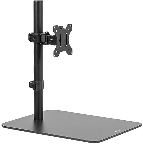 VIVO Freestanding Single Ultra Wide Monitor Desk Stand, Low Profile Heavy Duty Adjustable Mount for 1 Ultrawide Screen up to 49 inches, 44 lbs Capacity, Black, STAND-V100F