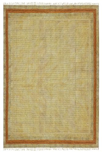 Bereich 8x10 Kelim Teppich Bronze & Braun Baumwolle Orientalisch Dick 0,19 Zoll Waschbarer Teppich Flachgewebe Indoor Outdoor Teppiche für Wohnzimmer, Schlafzimmer